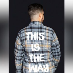 SMALL STAR WARS CAKEWORTHY MANDALORIAN FLANNEL THIS IS THE WAY BABY YODA GROGU